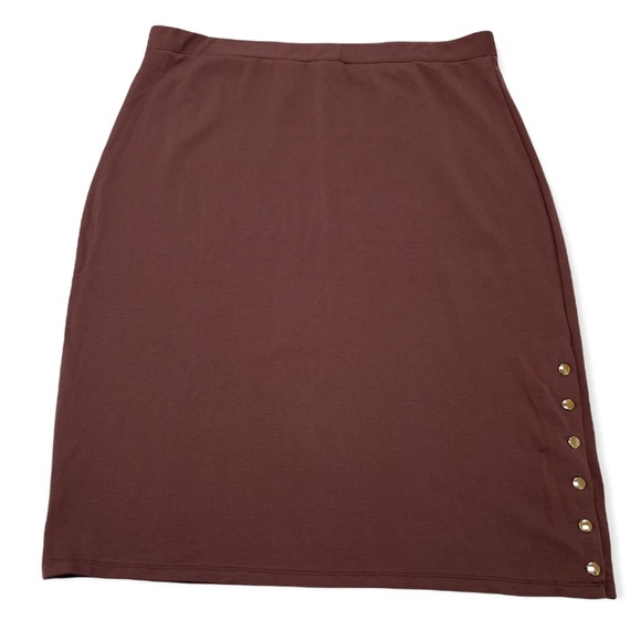 🍀Ashley Blue mauve stretch skirt with gold buttons - Picture 3 of 8